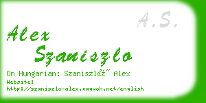 alex szaniszlo business card